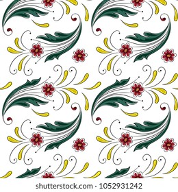 Floral pattern in the many kind of flowers.  Botanical Motifs . Seamless vector texture.