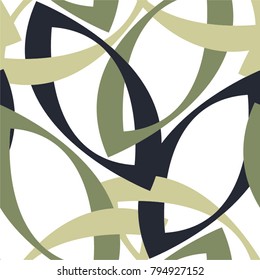 Floral pattern, mesh, leaves, weave, seamless vector background.