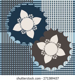 Floral pattern with mesh, seamless vector background.