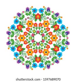 Floral pattern Mexican ethnic decoration, with geometric circle design. stylish Fashion mexican, navajo or aztec and native american ornament. suitable for frame and border, textile, fabric etc.