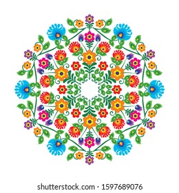 Floral pattern Mexican ethnic decoration, with geometric circle design. stylish Fashion mexican, navajo or aztec and native american ornament. suitable for frame and border, textile, fabric etc.