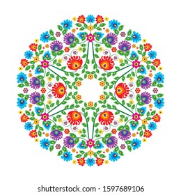 Floral pattern Mexican ethnic decoration, with geometric circle design. stylish Fashion mexican, navajo or aztec and native american ornament. suitable for frame and border, textile, fabric etc.