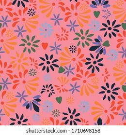 Floral pattern, with a Mexican theme, and a festive mood.