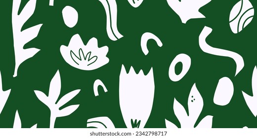 Floral pattern, minimalism, contemporary, Scandinavian style. Vector seamless pattern.