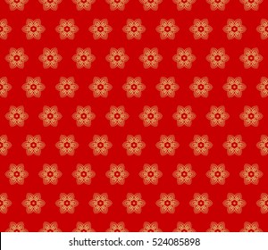 floral pattern. modern ornament. vector illustration for design wedding invitation, background, wallpaper. gold on red color