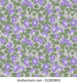 Floral pattern with morning glory on grey background