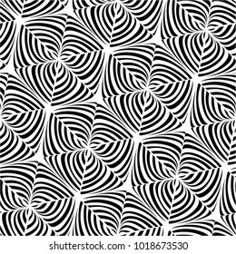 Floral pattern mosaic, rhombus, curve, twisted, stripes, seamless vector background.