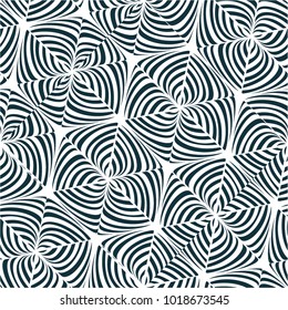 Floral pattern mosaic, rhombus, curve, twisted, stripes, seamless vector background.