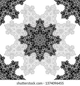 floral pattern motif coloring a mandala drawn with a pen. black, grey and white. Ethnic, fabric, motifs. Vector, abstract mandala flower. Decorative elements for design. EPS 10