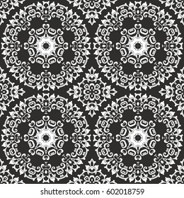 floral pattern motif coloring mandala drawn with a pen. black and white. Ethnic, fabric, motifs. Vector, abstract flower mandala. Decorative elements for design. EPS 10.