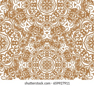 floral pattern motif coloring a mandala drawn with a pen. gold, yellow and white. Ethnic, fabric, motifs. Vector, abstract mandala flower. Decorative elements for design. EPS 10.