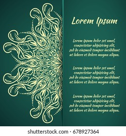 floral pattern motif coloring a mandala drawn with a pen. green, turquoise, yellow-green and white. fabric, motifs. Vector, abstract mandala flower. Decorative elements for design. EPS 10.