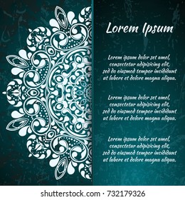 floral pattern motif coloring a mandala drawn with a pen. green, turquoise, yellow-green and white. fabric, motifs. Vector, abstract mandala flower. Decorative elements for design. EPS 10.