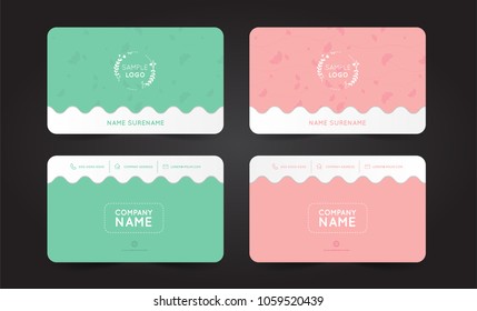 Floral pattern name card and logo design template for florist.