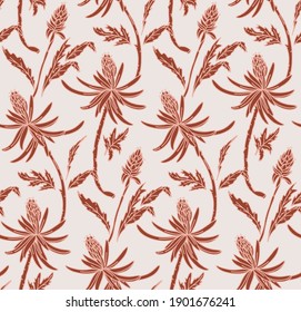 Patrón floral desnudo rosado. Fondo claro de las flores sin soldadura. Diseño floreciente de vintage de jardín ornamental en vector 