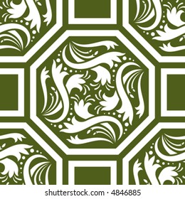 Floral pattern with octagons and squares