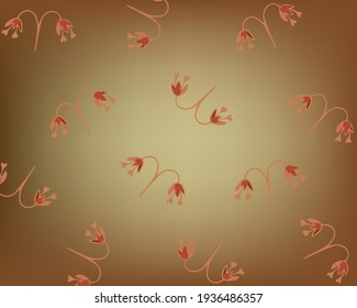 Floral pattern on an abstract background with highlights in the center. Cute little flowers in flat doodle style. Wall for social advertising, for web design. Greeting card template. Printing covers.