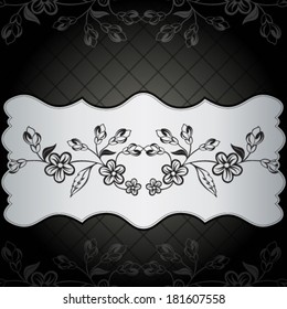 Floral pattern on black background - Vector illustration