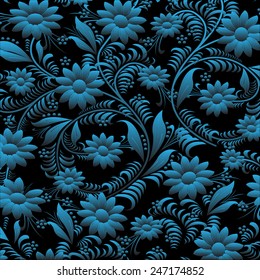 Floral pattern on black background. Vector EPS10