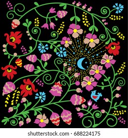  Floral pattern on a black background
