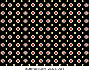 Blumenmuster auf schwarz-geometrischer abstrakter Vektorgrafik-Hintergrund Tapete Stoffdruck-Retro-Dekor Vintage klassisch geflieste Teppiche