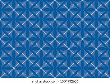 Floral pattern on blue background. Simple fashion fabric print. Seamless pattern.