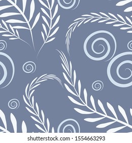 Floral pattern on a blue background - algae and bubbles