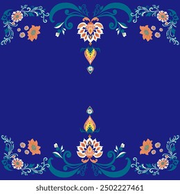 Floral pattern on blue background Seamless
Pattern - Vector Illustration for Elegant Textile
Design