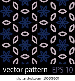 Floral pattern on dark backdrop. Seamless vector background