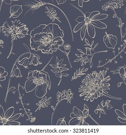 floral pattern on a dark background, seamless texture