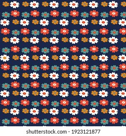 Floral pattern. On a dark blue background. Factory textiles. Textiles for women's clothing.