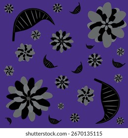 Patrón floral sobre un fondo púrpura profundo. Rico y dramático, ideal para la moda, los Fondos de pantalla y el embalaje audaz.