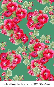 Floral pattern on a green background vector