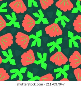 Floral pattern on a green background. Pattern for textiles, background, wrapping paper, wallpaper.