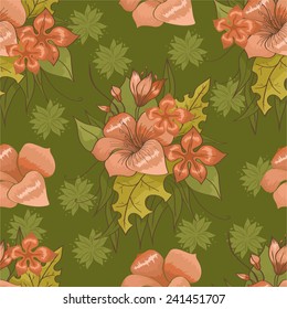 floral pattern on a green background. vector