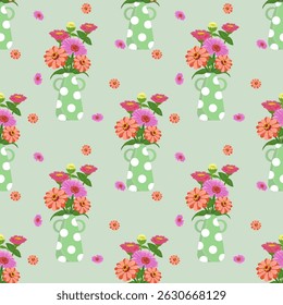 Padrão floral em fundo verde.