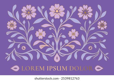 Padrão floral em um fundo lavanda. Modelo de mandala vetorial. Elementos de design dourados. Motivos tradicionais turcos e indianos. Ótimo para tecido e têxtil, papel de parede, embalagem ou qualquer ideia desejada.