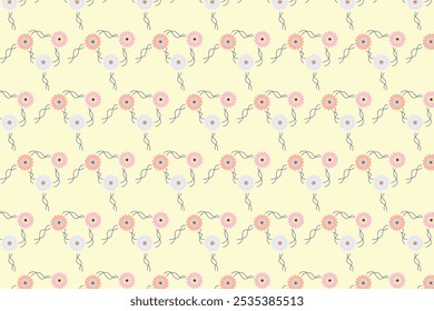 floral pattern on a light color background ethnic fabric seamless pattern design for cloth, textile pattern, print on demand pattern, editable vector illustration