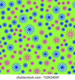 Floral pattern on the neon green background