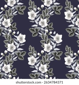 Floral pattern on purple background.Vector seamless pattern with flowers on a purple background.