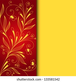 Floral pattern on red background. Vector design