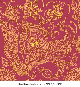 floral pattern on red background