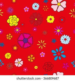 floral pattern on red background in vector EPS 10