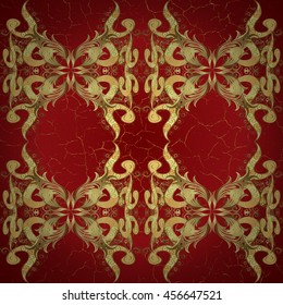 Floral pattern on red background. Vector illustration.