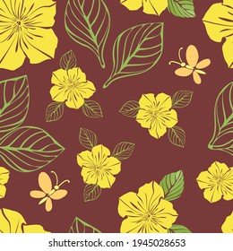 Floral pattern on a terracotta background. Seamless patterns.