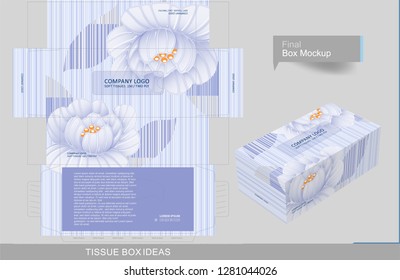Floral pattern on tissue box, template for business purpose. Place your text and logos and ready to go for print