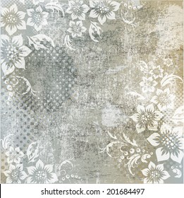 floral pattern on vintage texture background old