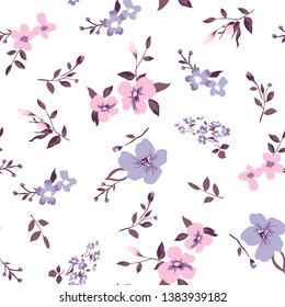 floral pattern on white background with a variety of flowers fashion design,fabric print