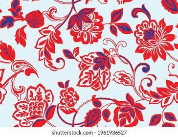 Floral pattern on white background. Watercolor print. Seamless texture. Elegant template for fashion prints. Printing with in hand drawn style