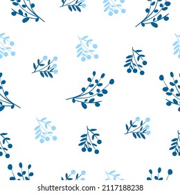 Blumenmuster auf weißem Hintergrund.Beeren und Äste.Geeignet für Stoff, Papier, Tapete, Hintergrund. 